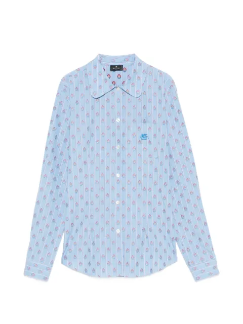ETRO Pegasus-embroidered striped shirt Blue WRIA0087TJ51