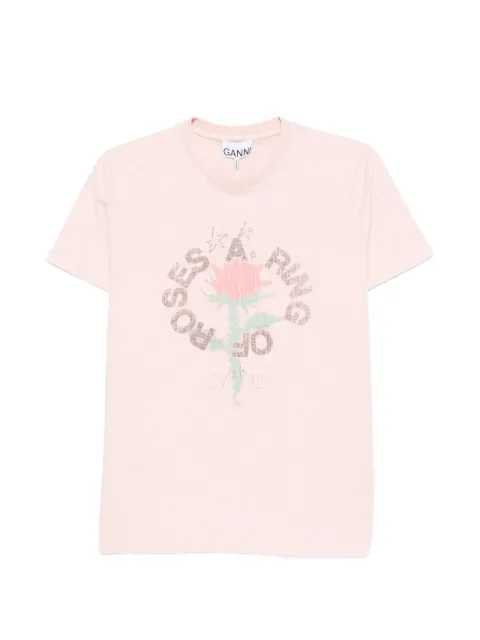 GANNI graphic-print T-shirt Pink A1050152