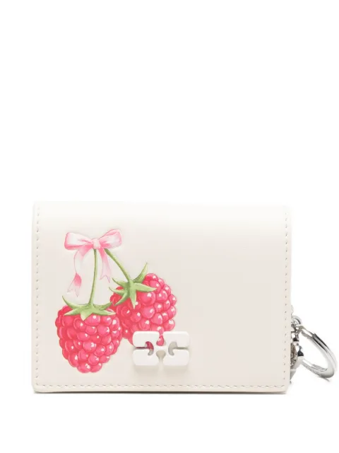 GANNI raspberry-print logo-plaque wallet Neutrals B3010256