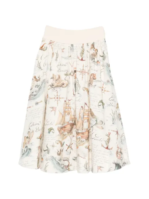 ZIMMERMANN ribbed printed midi skirt Neutrals 7034SC26R