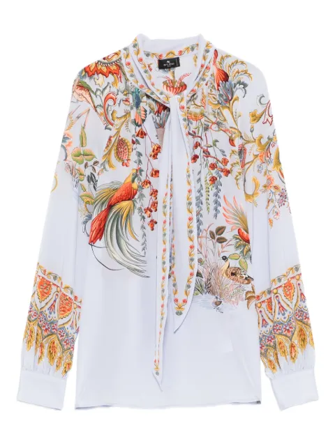ETRO tie-neck bird-print blouse Blue WRJA009199SP1N6