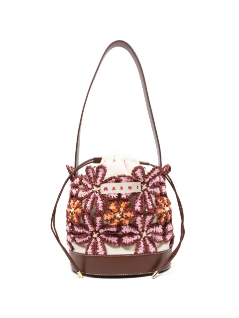 Marni floral-pattern bucket bag Brown SCMP0087A0P9112