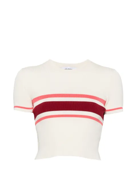 Self-Portrait striped ribbed-knit T-shirt Neutrals SS26061TAC