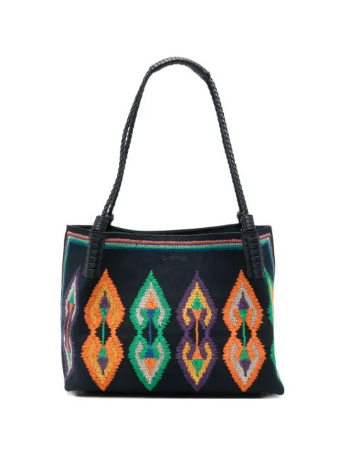 ETRO medium canvas Libra tote bag with embroidery Blue WP1D0038AR461