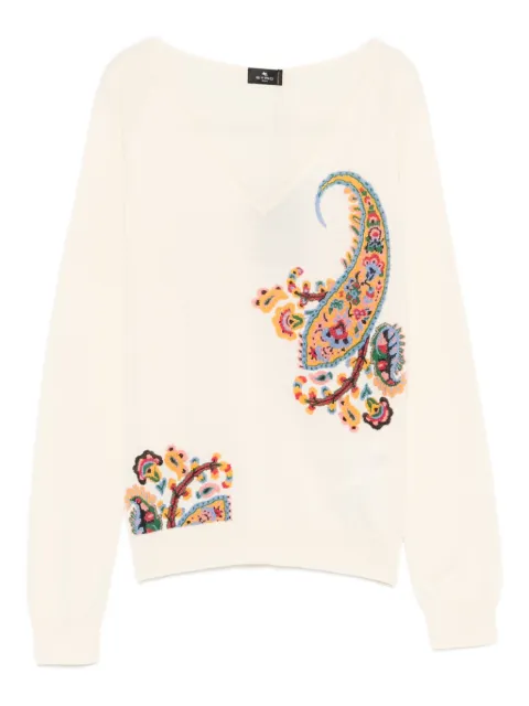 ETRO paisley-motif long-sleeved T-shirt Neutrals WRKE0325AQ327