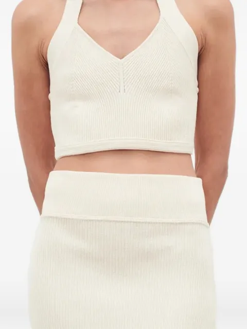 WARDROBE.NYC ribbed halterneck top Neutrals W1126R21KNCRM