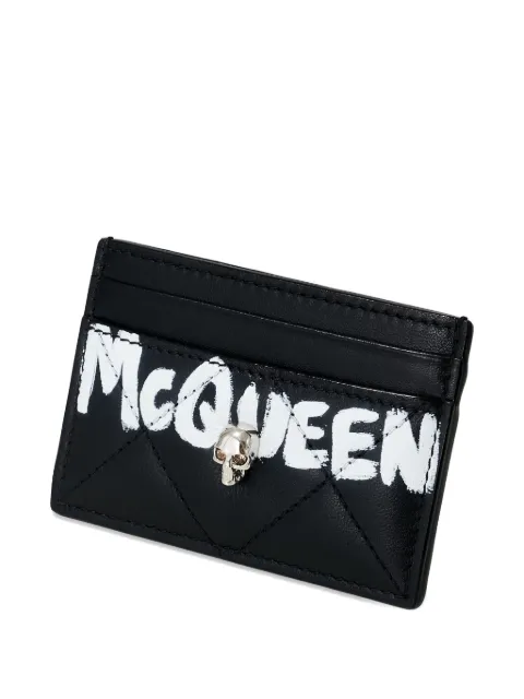 Alexander McQueen Graffiti-print quilted cardholder Black 632038C8Z50