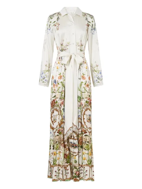 Camilla floral-print lace-detail maxi dress White 00035685DRESDRAM