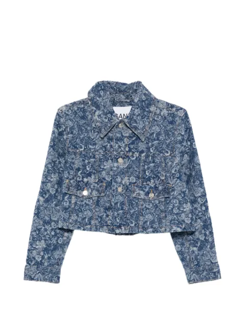 GANNI floral cropped jacket Blue A1010079