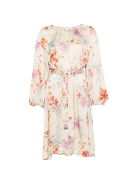 Herno floral-pattern tie-waist mini dress Neutrals AB000055D12789P9999