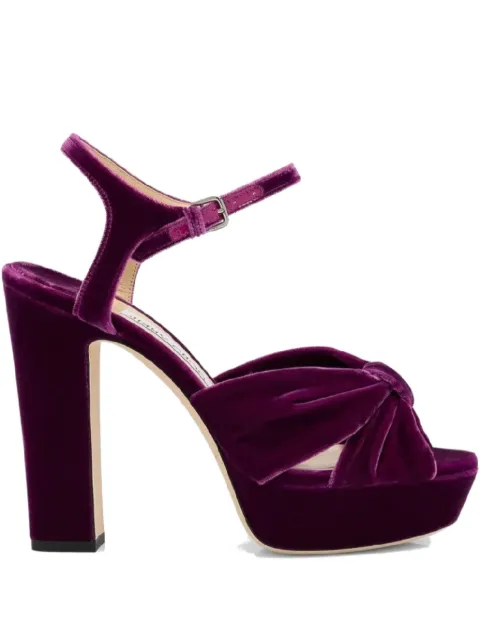 Jimmy Choo 120mm Heloise velvet sandals Purple HELOISE120BOYSEN