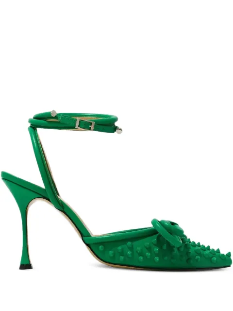 MACH & MACH 100mm double-bow studded pumps Green FW22S0114LTH013