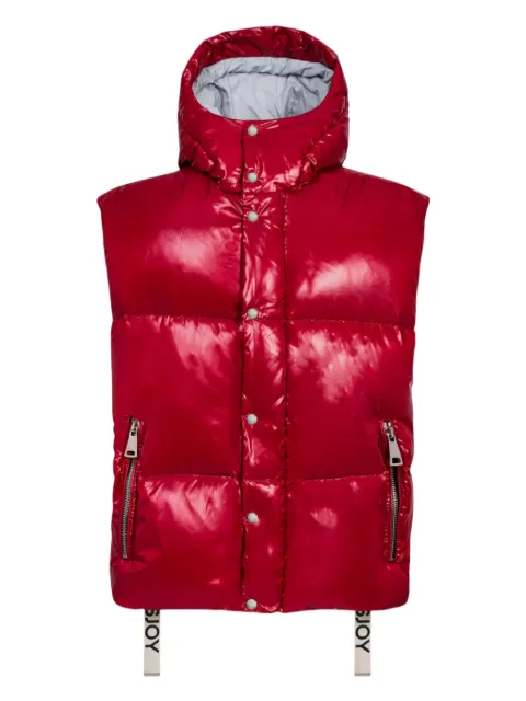 Khrisjoy hooded zip-up puffer-design gilet Red KMF24R2803NY0002RUBYRED