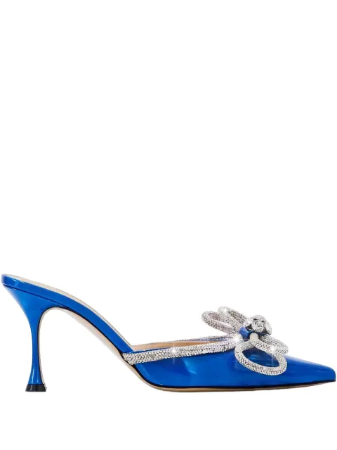 MACH & MACH pointed crystal-bow mules Blue SS2204208LEATHERBLUE