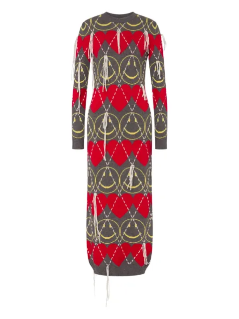 Moschino midi heart-pattern dress Grey A04845502