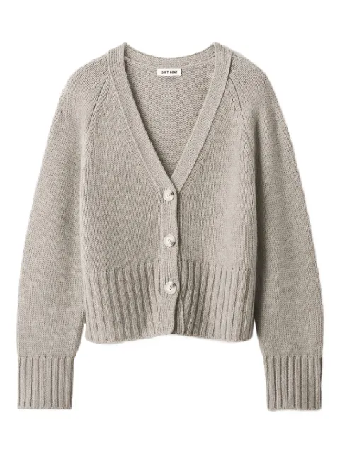 Soft Goat button V-neck cashmere cardigan Grey FW25SF2308600002
