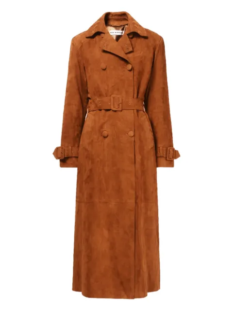 Nour Hammour Tate double-breasted belted coat Brown NH318CARAMELSUEDE