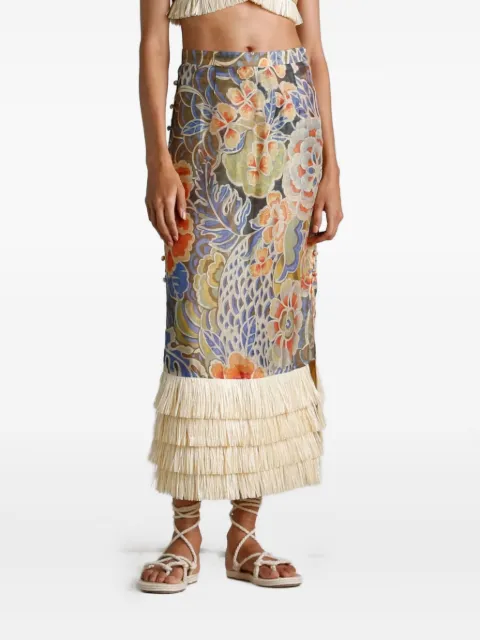 IXIAH Casablanca floral-print midi skirt Blue X23260162CASABLANCAPRINT
