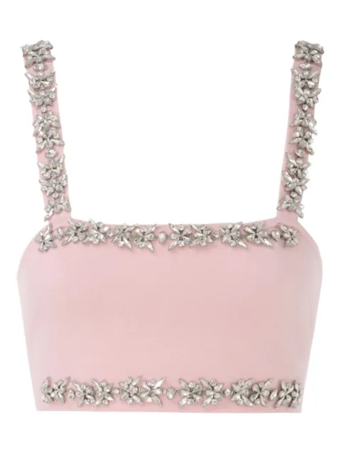 ZIMMERMANN square-neck crystal-embellished top Pink 9028TMATDPI