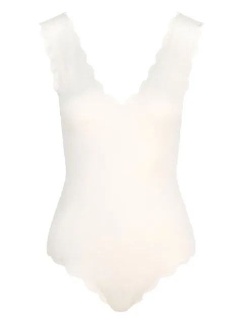 Marysia Charleston scalloped v-neck swimsuit White S0119