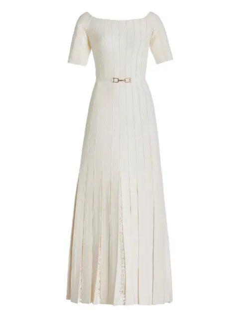 Gabriela Hearst Kurt off-shoulder pleated dress Neutrals 4259138A002IVR