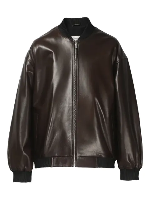 Nour Hammour Marly zipped bomber leather jacket Brown NH285CHOCOLATE