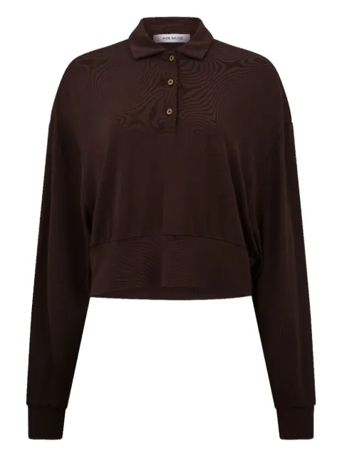 Aya Muse buttoned polo top Brown AMPF25118BROWN