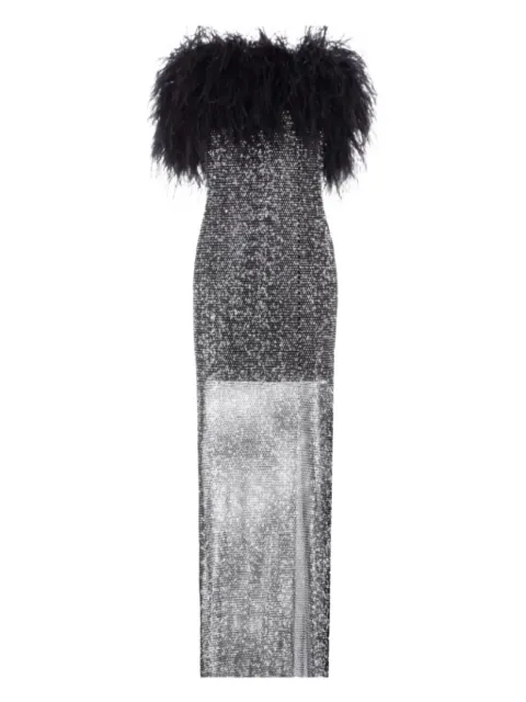 Santa Brands feather-embellished slit midi dress Black SBSS24DFBLACK