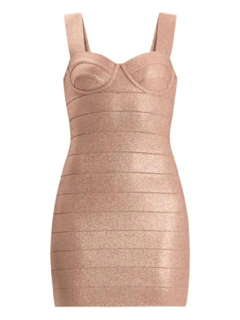 Hervé Léger metallic-effect mini dress Gold MDI8456471286