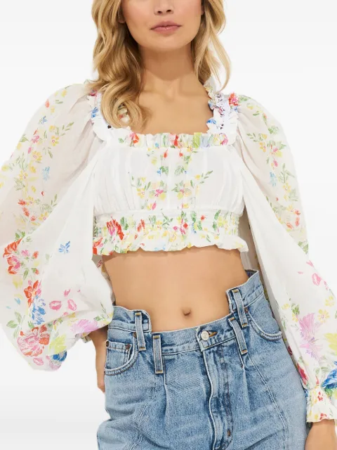 Charo Ruiz Ibiza Hince floral square-neck top White 224102