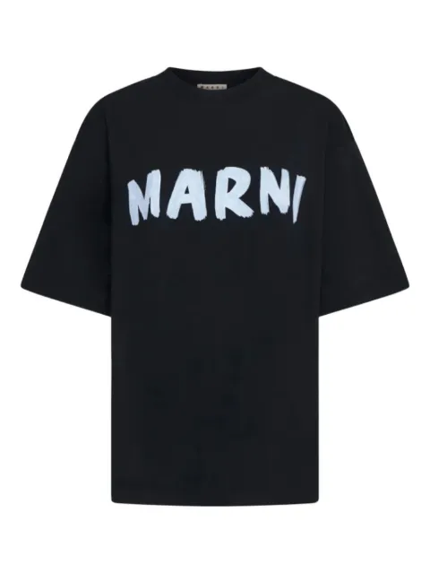 Marni logo-print round-neck T-shirt Black THJET49EPHBLACK