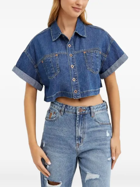 One Teaspoon cropped denim shirt Blue 26441TRUEBLUE