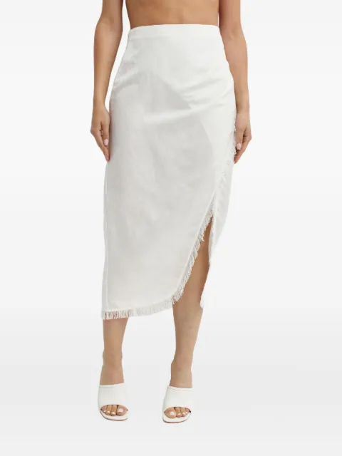SIMKHAI Quinton fringed midi skirt White 2243038SWSOLIDWHITE