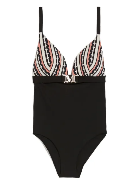 Max Mara Crystal monogram-print swimsuit Black 2416831239600