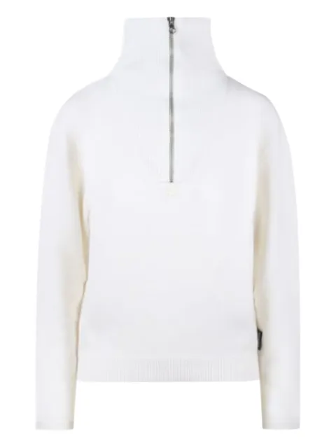 Courrèges embroidered-logo zip sweater White 323MPU094FI0036HERITAGEWHITE