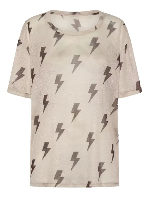 One Teaspoon lightning-pattern T-shirt Neutrals 25264BNUDE