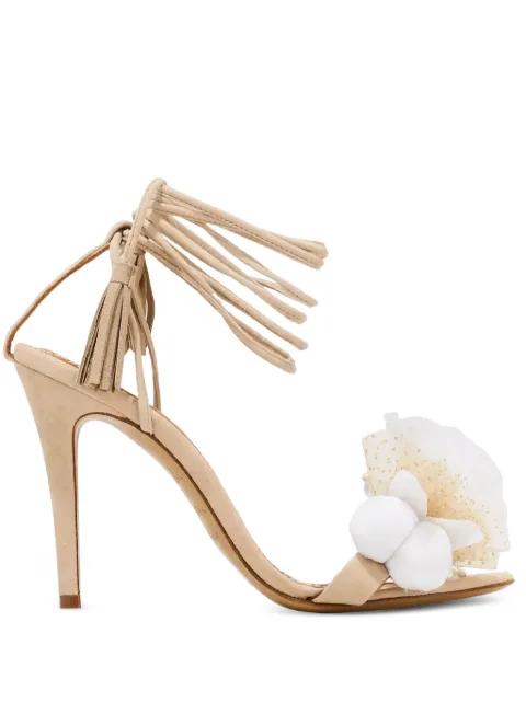Alameda Turquesa ankle-tie embellished heeled sandals Neutrals BEATRIZHEELSCREAM