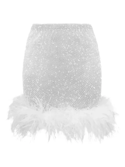 Santa Brands feather-trim miniskirt White SBCFFSWHITE