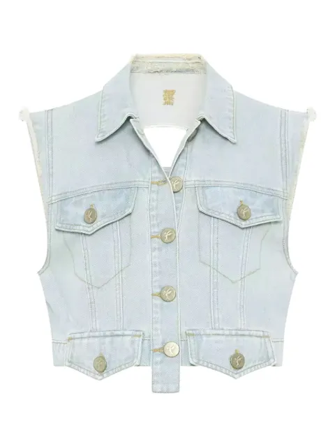 One Teaspoon buttoned logo denim waistcoat Blue 26415SKYBLUE