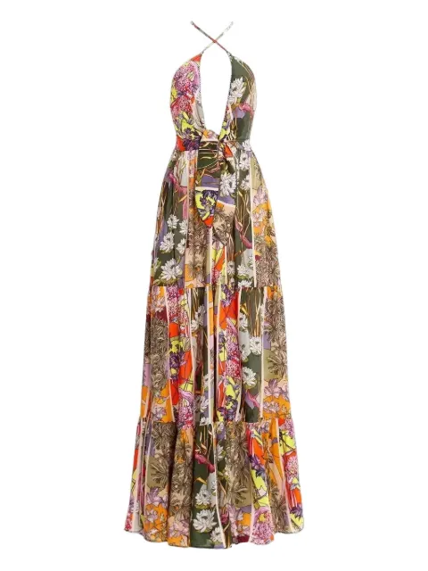 Agua By Agua Bendita Fairy Suki tie-back floral maxi dress Orange 1860256