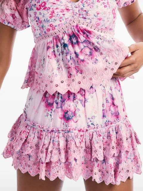 LoveShackFancy Cairo floral ruffled mini skirt Pink LS356830BRFZF