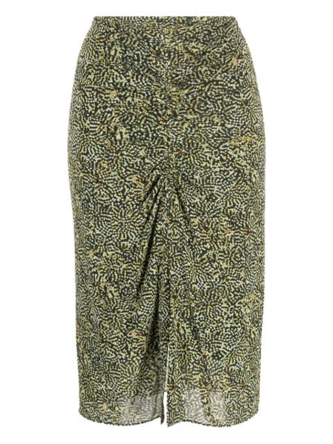 ISABEL MARANT ruched-front patterned midi skirt Green 24PJU0076FAB1K02IBKYW