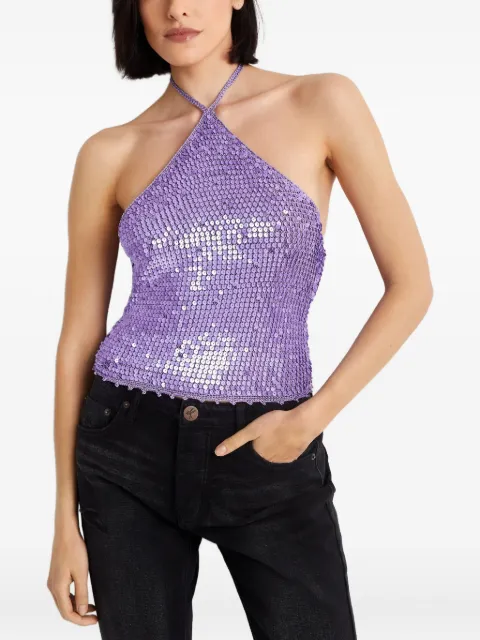 Retrofete sequin halterneck top Purple SS224966VIOLET