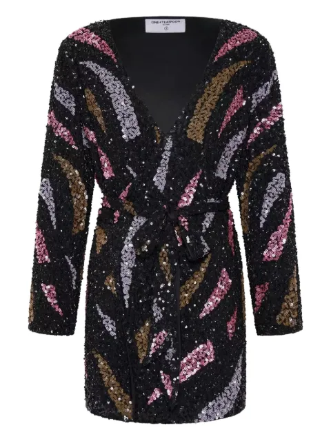 One Teaspoon Delusion sequin wrap dress Black 25556BLACK
