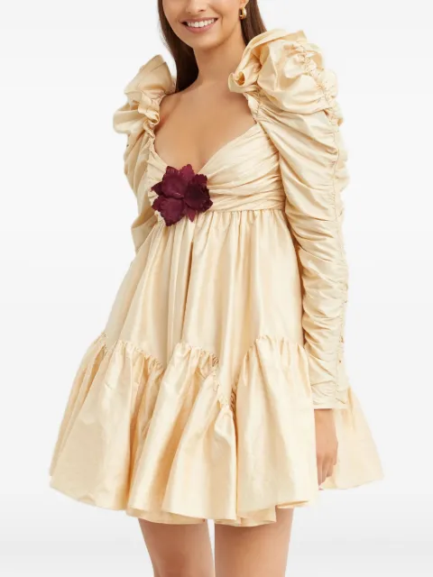 ZIMMERMANN Broszka ruffled silk dress Neutrals 4947DKALSBLSBL