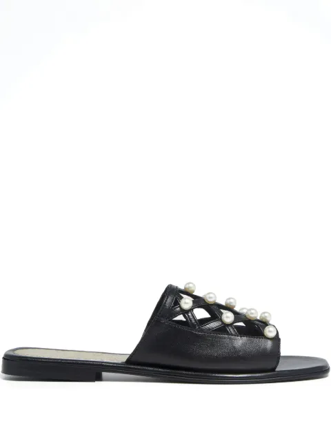 Elina Linardaki Checkmate pearls-embellished sandals Black CHECKMATEBLACK
