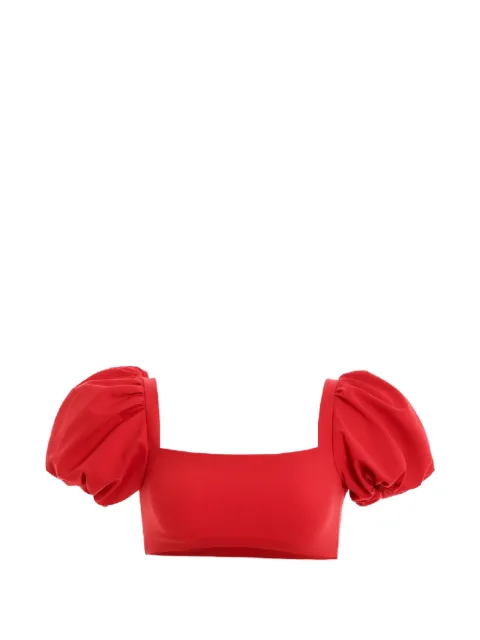 Agua By Agua Bendita Calista puff-sleeve tie bikini top Red CALISTARED