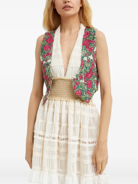 Hemant And Nandita Nova Cambric floral-embroidered waistcoat Neutrals HNNOVA5036WHITEMULTI