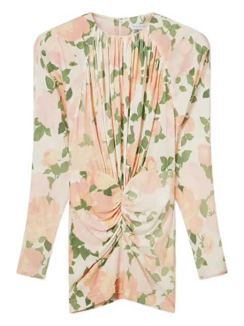 Stella McCartney peony print long-sleeve mini dress Neutrals 6A06393HS330