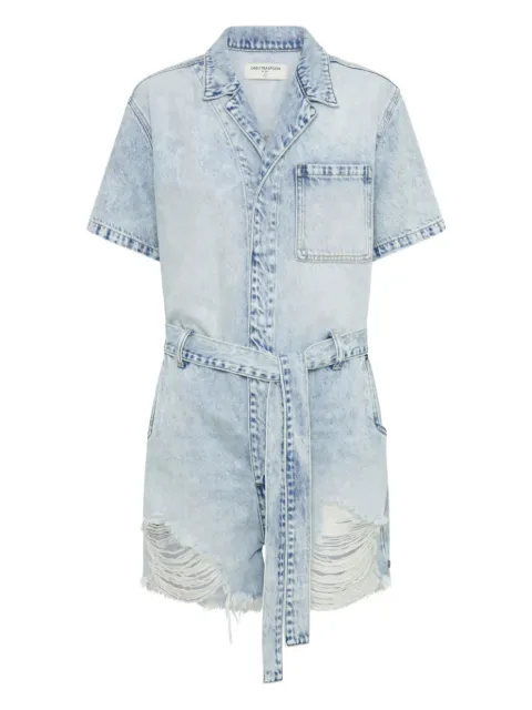 One Teaspoon frayed belted playsuits Blue 26304DEPECHEBLUE